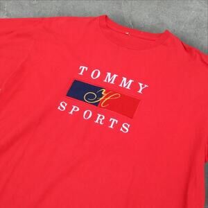 Tommy Sports Red T-Shirt XL – Embroidered Logo Streetwear Vintage Style